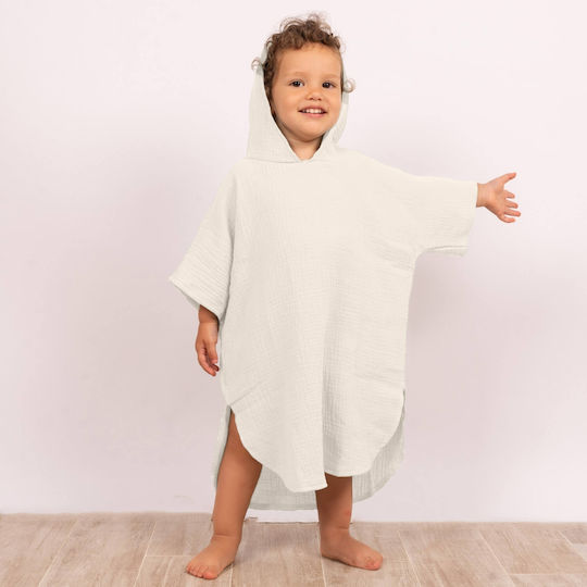 Poncho De Plajă Pentru Copii Kidizi Ivoire Absorbant Din Muselină Pentru Copii 6-8 Ani