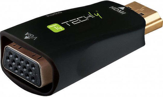 Techly HDMI Male to 3.5mm / VGA 2x Female Gold 1 Piece 350048