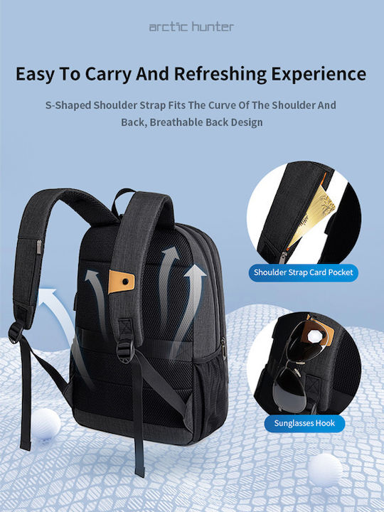 Golden Wolf Wasserdichte Rucksack für Laptop 15.6" mit USB-Anschluss in Schwarz Farbe GB00375-BK