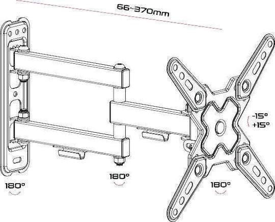 Unitronic 407276 Βάση Τηλεόρασης Τοίχου έως 42" Ασημί