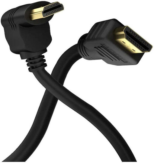 Techly HDMI 2.0 Premium High Speed 4K 60Hz HDR Angle (90°) HDMI Cable HDMI Male - HDMI Male 1m Black