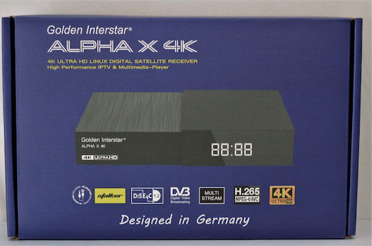 Golden Media Satellite Decoder Alpha X 4K 311130 4K UHD DVB-S2 With Built-in Wi-Fi In Black Colour