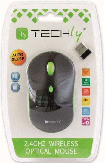 Techly IM 1600-WT-BGW Wireless Mouse Black/Green