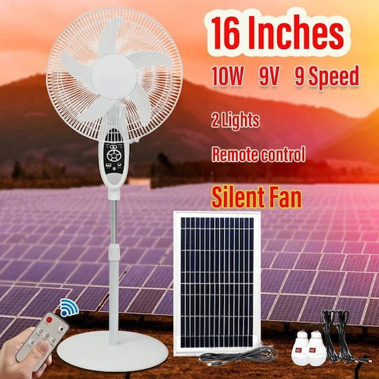 Gdtimes Solar Fan Base 16 Inches Gd-936s Rechargeable Fan