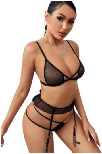 Prestige Комплект Жартиери Дамски С Дантела Regular Fit 7062-black