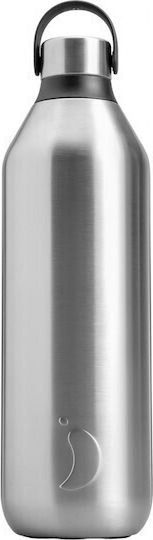 Chilly's Series 2 Flip Thermos Bottle Stainless Steel BPA Free 1lt with Straw