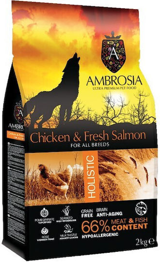 Ambrosia Adult Grain Free Mini Turkey And Fresh Salmon 2kg Dry Dog Food For Adult Small Breeds With Turkey And Salmon