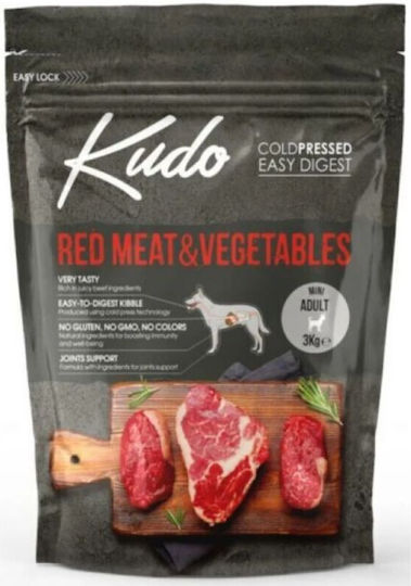 Kudo Red Meat & Vegetables 3kg Trockenfutter für erwachsene Hunde kleiner Rassen mit Rindfleisch