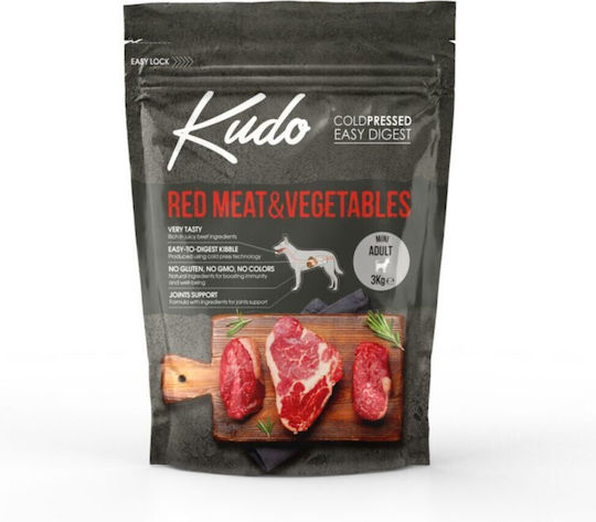 Kudo Red Meat & Vegetables 3kg Trockenfutter für erwachsene Hunde kleiner Rassen mit Rindfleisch