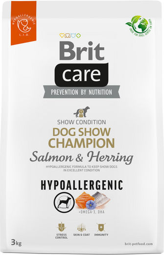 Brit Care Dog Show Champion Hypoallergenic 1kg Dry Food Grain-Free & Gluten-Free for Adult Dogs with Herring and Salmon
