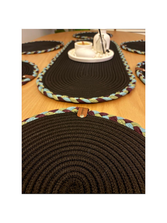 SteweHome Black Wicker Placemats 80x30cm 7 Pieces