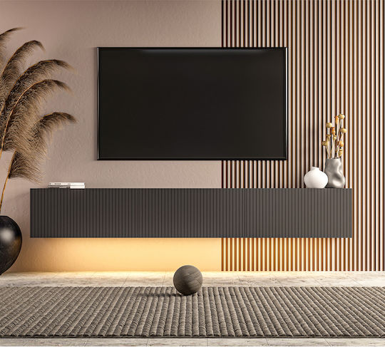 Έπιπλο TV Επιτοίχιο με Φωτισμό Led Γκρι 180x31x28εκ. Έπιπλο TV Επιτοίχιο με Φωτισμό Led Γκρι 180x31x28εκ.