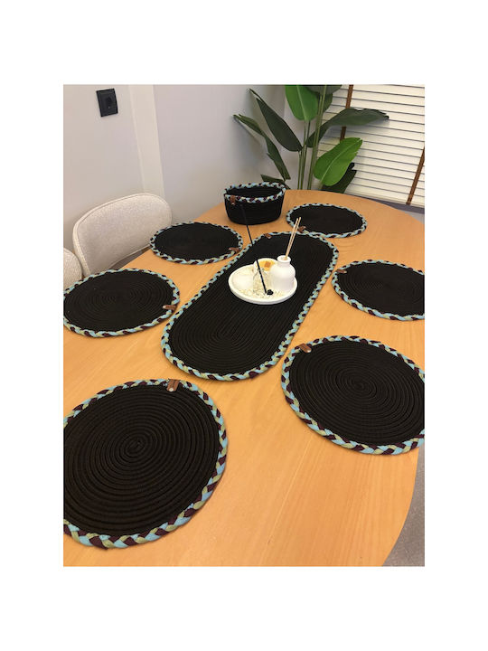 SteweHome Black Wicker Placemats 80x30cm 7 Pieces