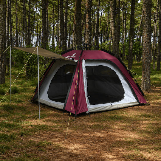 Keumer Αυτόματη Σκηνή Camping Κόκκινη για 3 Άτομα