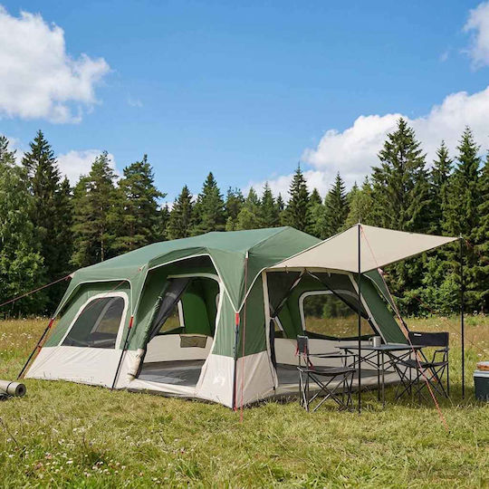 vidaXL Camping Tent Pop Up Green 4 Seasons for 10 People 438x310x200cm