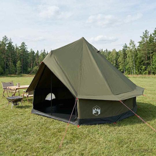 vidaXL Σκηνή Camping Teepee Πράσινη 4 Εποχών για 6 Άτομα 300x300x198εκ.