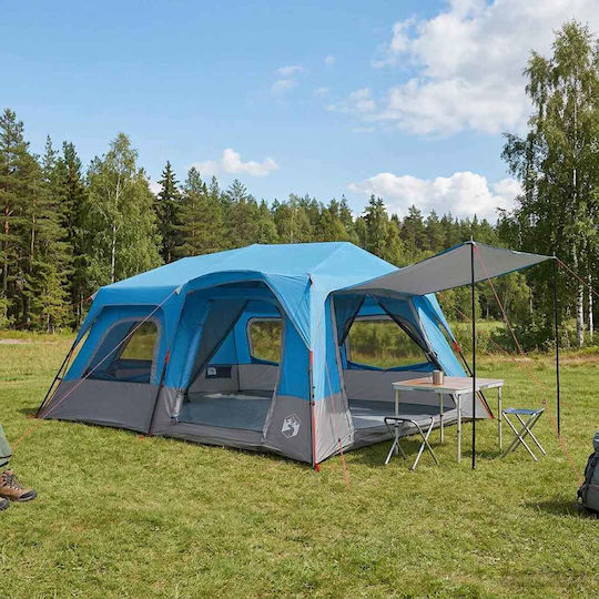 vidaXL 185t Къмпинг Сцена Изскачащи Устройства Синя 4 Сезона За 10 Човека 438x310x200см