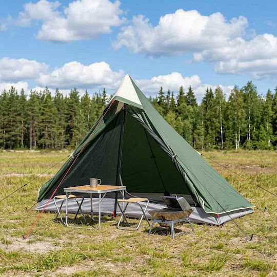 vidaXL Camping Tent Teepee Green 222x85x125cm