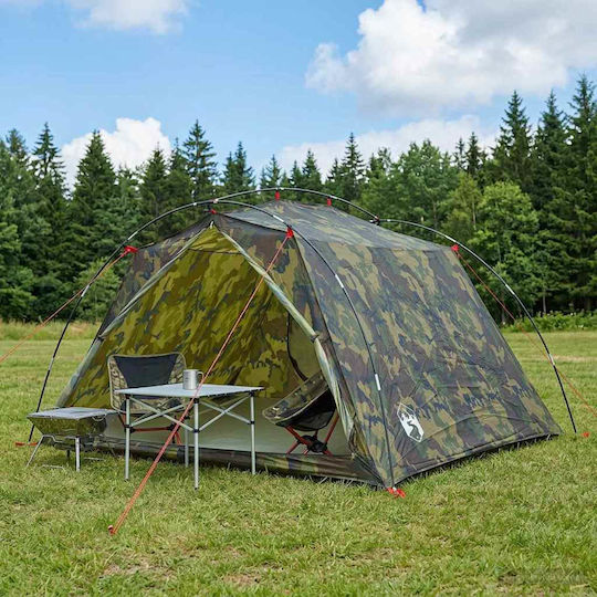 vidaXL Camping Tent Tunnel Green 4 Seasons for 4 People 244x213x135cm