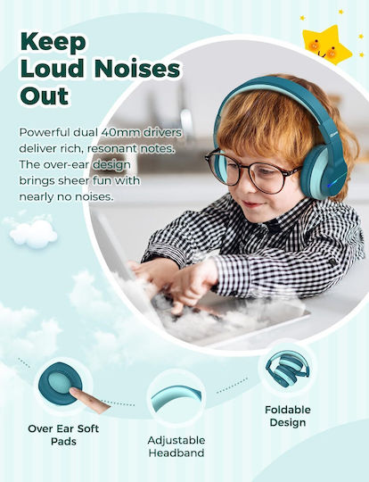 iClever BTH12 Căști Over Ear Wireless Bluetooth cu 40 de Ore Autonomie Verzi