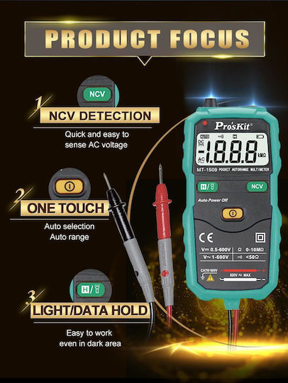 Proskit Ψηφιακό Πολύμετρο Τσέπης MT-1509