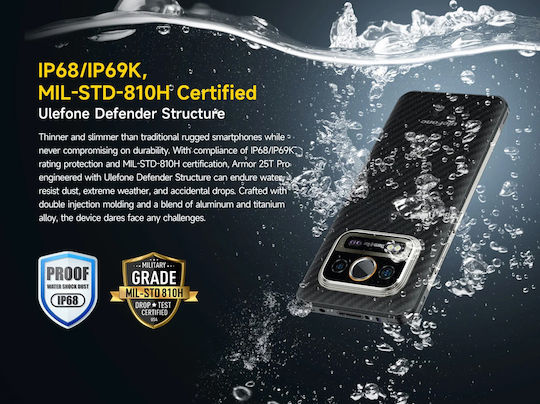 Ulefone Armor 25T Pro 5G Dual SIM (8/256GB) Rugged Smartphone Frost Black