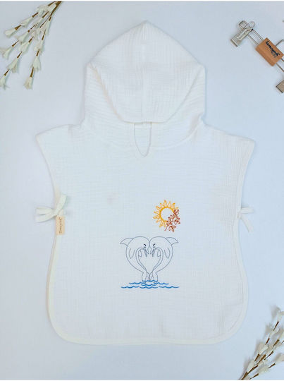 Stewehome Kids' Pareo Towel Hood 100% Cotton Embroidered Animal Design 100x1 Cm
