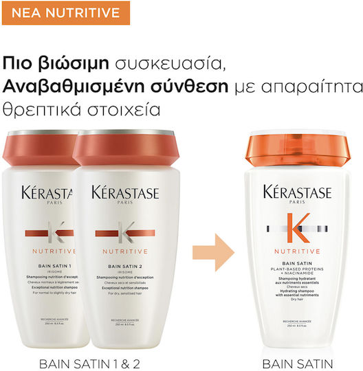 Kérastase Nutritive Bain Satin Σαμπουάν Αναδόμησης/Θρέψης & Ενυδάτωσης για Ξηρά Μαλλιά Μαλλιά 250ml