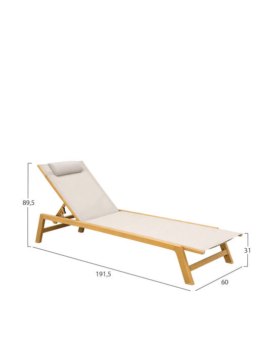 Ξαπλώστρα Αλουμινίου με Μαξιλάρι Μπεζ 188x60x30εκ.