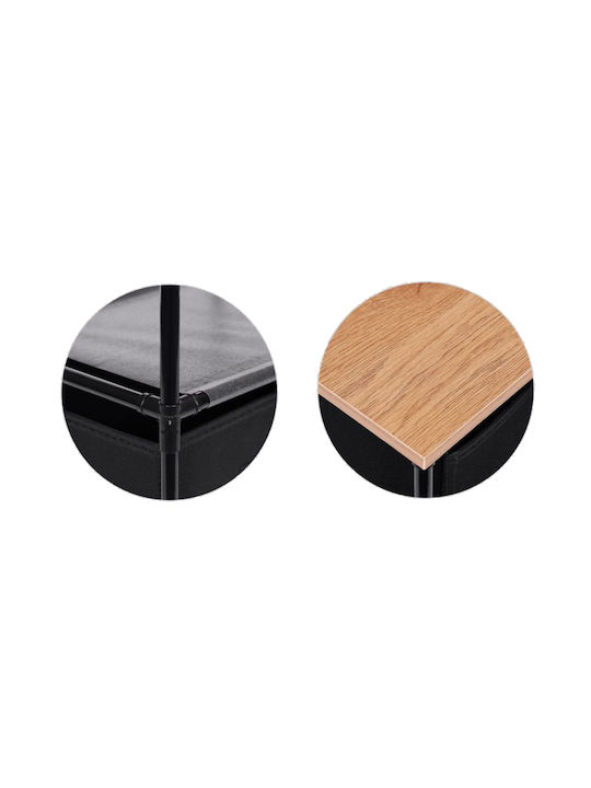 Fabric Chest of Drawers Nisos-3 Oak 3 Drawers Black Fabric 40x30x68cm Black Metal Frame