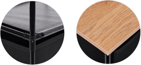 Fabric Chest of Drawers Nisos-3 Oak 3 Drawers Black Fabric 40x30x68cm Black Metal Frame