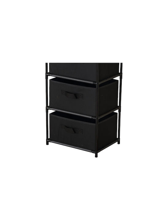 Fabric Chest of Drawers Nisos-4 Oak 4 Drawers Black Fabric 40x30x89cm Black Metal Frame