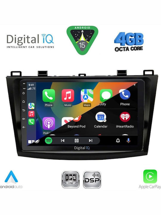 Digital IQ Car Audio System for Mazda 3 2009-2014 (Bluetooth/USB/WiFi/GPS/Apple CarPlay/Android Auto) with 9" Touch Screen