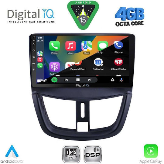Digital IQ Car Audio System for Peugeot 207 2007-2014 Bluetooth USB WiFi GPS Apple CarPlay Android Auto with 9" Touch Screen