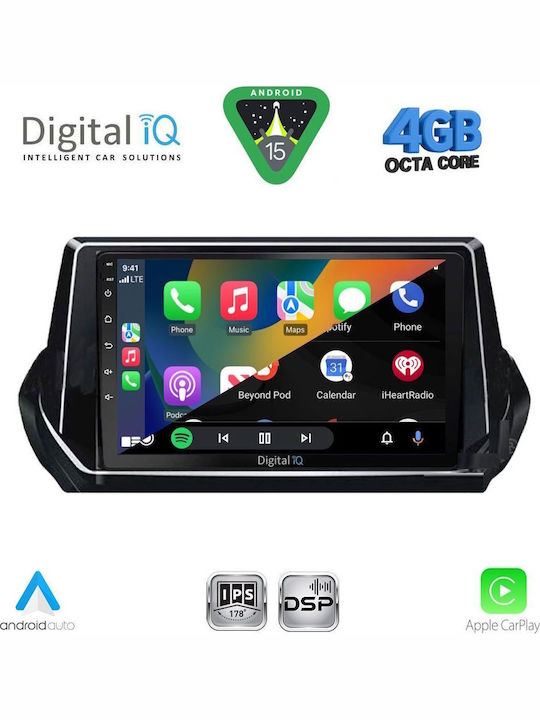 Digital IQ Car Audio System for Peugeot 208 2008 (Bluetooth/USB/WiFi/GPS/Apple CarPlay/Android Auto) with 9" Touch Screen