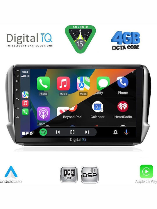 Digital IQ Car Audio System for Peugeot 2008 2012-2021 Bluetooth USB WiFi GPS Apple CarPlay Android Auto with 10" Touch Screen