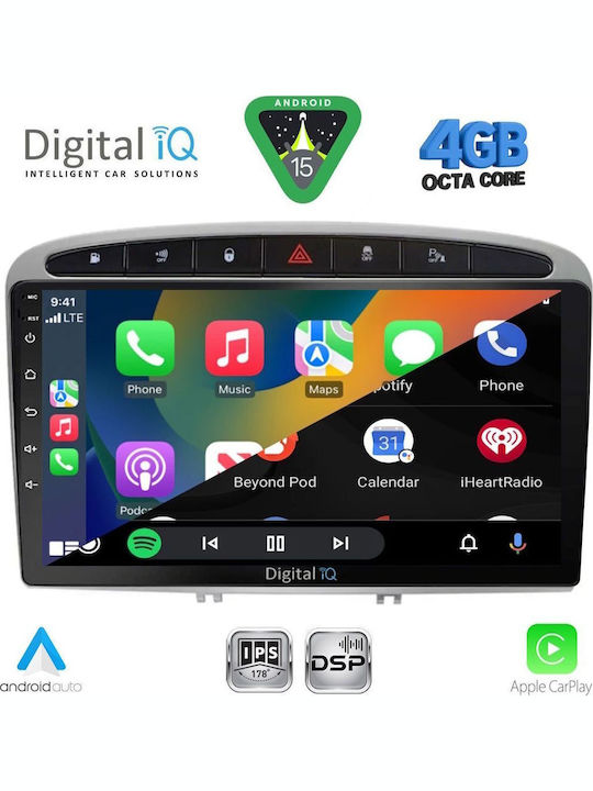 Digital IQ Car Audio System for Peugeot 308 / RCZ 2009-2015 (Bluetooth/USB/WiFi/GPS/Apple CarPlay/Android Auto) with 9" Touch Screen
