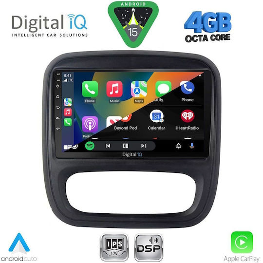 Digital IQ Car Audio System for Opel Vivaro Renault Trafic Nissan NV300 2014-2020 Bluetooth USB WiFi GPS Apple CarPlay Android Auto with 9" Touch Screen