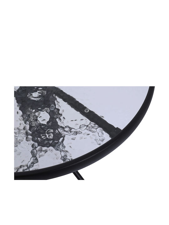 Masă Pentru Spații Exterioare Mici Metalică Cu Suprafeță Din Sticlă Neagră 90x90x72cm
