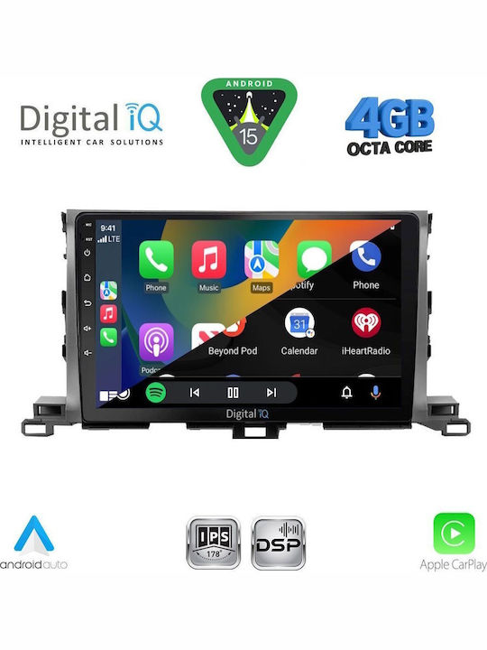 Digital IQ Автомобилна Аудио Система за Toyota Highlander 2014-2019 (Bluetooth/USB/Вграден Wi-Fi/GPS/Apple CarPlay/Android Auto) с Touch Screen 10"