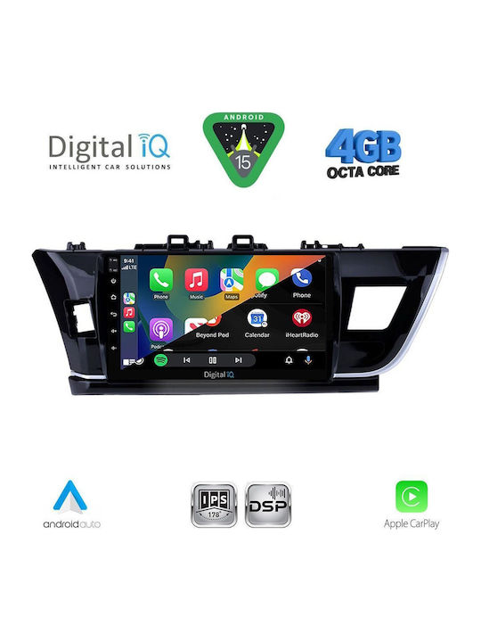 Digital IQ Car Audio System for Toyota Corolla 2013-2016 (Bluetooth/USB/WiFi/GPS/Apple CarPlay/Android Auto) with 10" Touch Screen