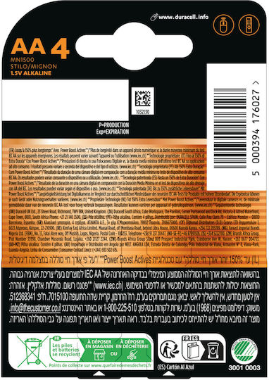 Duracell Alkaline Batterien AA 1.5V 4Stück 151255