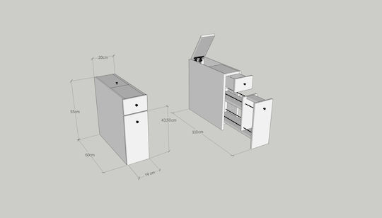 Fratelli Home Celana Бански Шкаф 60x20x55см Бял