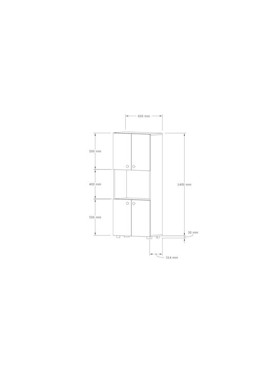 Aria Στήλη Κουζίνας Καφέ 60x31.4x140εκ. 003739