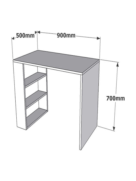 Γραφείο Cealo Ξύλινο Καφέ 90x50x70εκ.