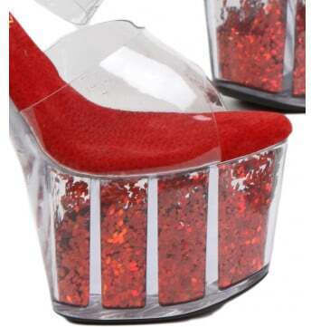 Red Pumps Transparent Sequined Platform S9210-rd