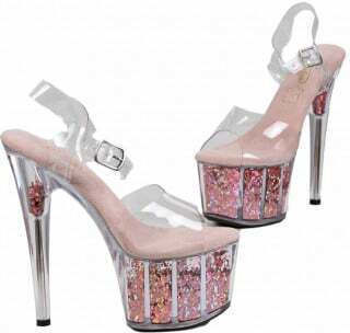Pink Pumps Transparent Sequined Platform S9210-pk