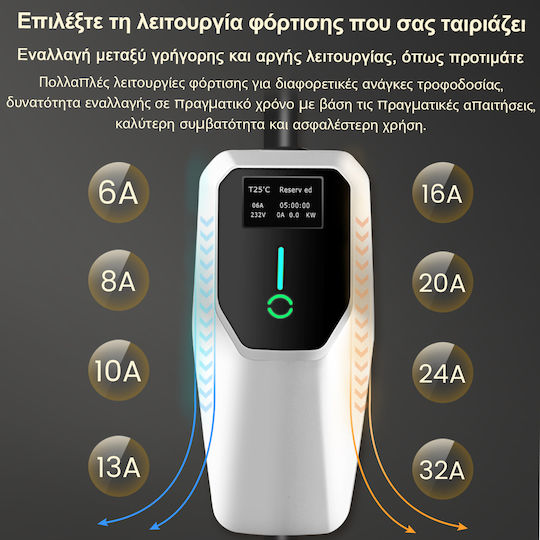 Junsun Преносим Зарядно Устройство 3.5kW с Вграден Кабел 5m Тип 2