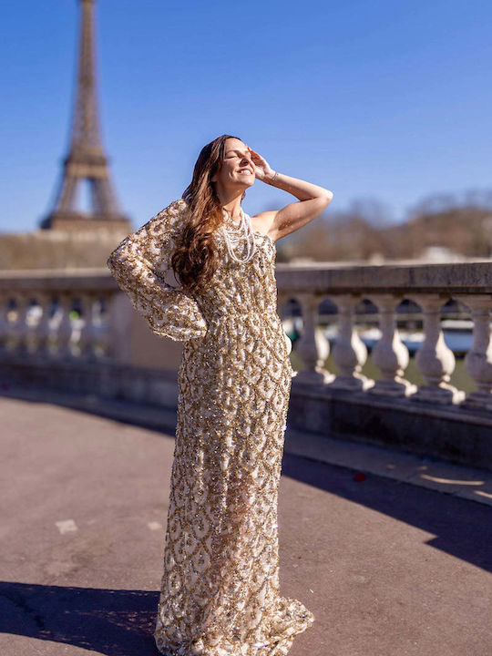 Maxi Evening Dress Gold