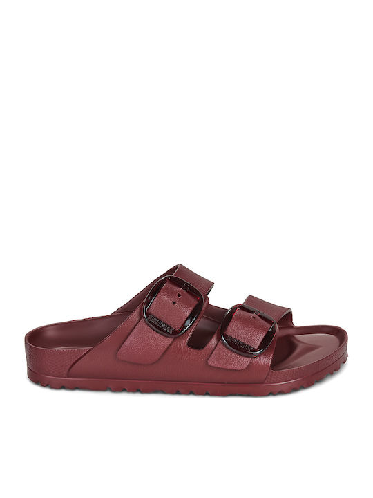 Arizona Big Buckle Flip Flops in Burgundy Colour